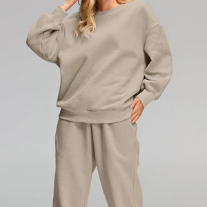 ชุดเซ็ทลำลองผู้หญิงแบบโอเวอร์ไซส์ มีฮู้ด สีพื้น ผ้าสเวตสปริง 2 ชิ้น ทรงปกติ ระบายอากาศได้ดี ผลิตจากผ้าฝ้ายออร์แกนิค 100% รุ่นสั่งทำพิเศษ ปี 2026 - Product Image 2