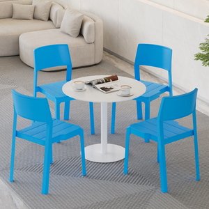 Colorful <b>Plastic</b> Chairs Modern Dining Chair Set Contemporary Low Back Chairs for Dining <b>Table</b> Living Room Office Restaurant - Product Image 5