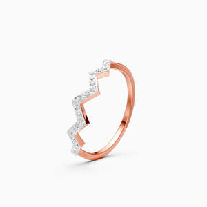 Bague en or 9 carats jaune, blanc et rose avec diamant de laboratoire en forme de zigzag, 0,156 ct, pour usage quotidien - Product Image 2