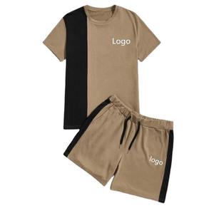 Ensemble T-shirt et short d'été en coton Ensemble unisexe deux pièces short et chemise pour hommes Ensemble short et short pour hommes avec logo personnalisé - Product Image 2