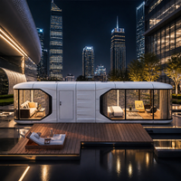 Capsule spatiale mobile futuriste, maison intelligente, bureau préfabriqué avec système de vie intelligent