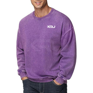 High Quality Cotton Blended Winter Collection Regular Fit Solid Acid Wash Breathable Eco-Friendly <b>Sweatshirt</b> Men Street Style - Product Image 2