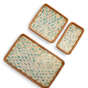 Bandeja Clásica Hecha a Mano con Madreperla Natural y Ratán para Servir en la Mesa de Comedor - Product Image 2