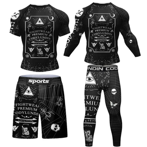Nouveaux hommes Rashguard MMA Jiu Jitsut-shirts + pantalons Bjj KickBoxing Muay Thai Shorts Sport vêtements Fightwear - Product Image 1