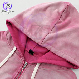 Sweats à capuche pour hommes décontractés vintage délavés à l'acide style fermeture éclair, OEM/ODM Service personnalisé pull en coton doux vestes à capuche surdimensionnées - Product Image 3