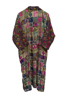 Robe indienne Floral soie Sari Kimono Vintage Sari Robe douce plage Robe de soirée indien fait à la main Kimono en soie - Product Image 6