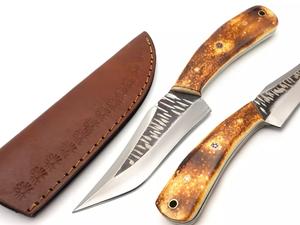 Couteau d'éminceur à lame fixe en acier damas fait à la main personnalisé OEM couteau à usage quotidien personnalisable pour la chasse os de bois Camping - Product Image 2