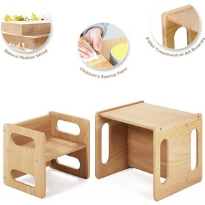 Mesa de comedor de madera maciza de Color personalizado respetuosa con el medio ambiente con acabado claro, 2 sillas para salas de juegos, centros comerciales, muebles para niños y bebés - Product Image 6