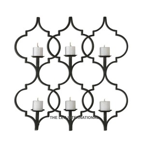 Forme de Feuille Design Plaqué Or Style Fantaisie Luxe Aluminium Métal Béton Unique Bougie Pot Mur Scones - Product Image 3