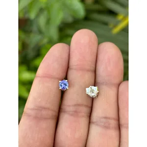 ต่างหูเงินแท้ 925 ประดับแทนซาไนต์ ดีไซน์เรขาคณิตทันสมัย เหมาะสำหรับงานหมั้น งานครบรอบ ของขวัญ  ประดับด้วยอเมทิสต์ ควอตซ์ เพชร และมุก - Product Image 4