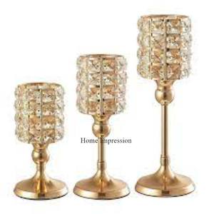 Recién llegado, juego de aspecto lujoso de 3, decoración de mesita de noche de aluminio fundido chapado en oro de alto grado y candelabros centrales - Product Image 6