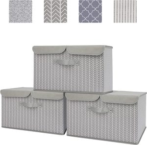 Boîtes de rangement pliables en tissu de lin, conteneurs organisateurs paniers Cube avec couvercle pour maison chambre placard bureau crèche OEM - Product Image 6