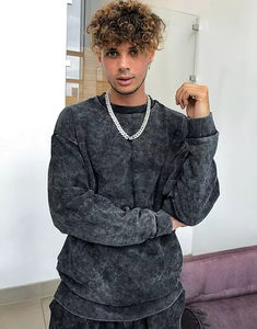 Chándal de lana de algodón 100% liso de invierno de alta calidad, chándal personalizado Unisex Vintage, sudaderas con capucha, ropa de calle - Product Image 4