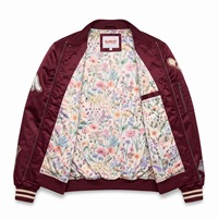 Blouson Bomber Personnalisé Homme MA-1 Satin Bordeaux Crème Patchs Chenille Doublure Sublimée Logo Personnalisé OEM Streetwear
