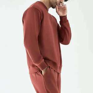 Sweat-shirts pour hommes en molleton respirant uni avec logo personnalisé brodé, col rond, 100% coton, pour l'hiver - Product Image 2