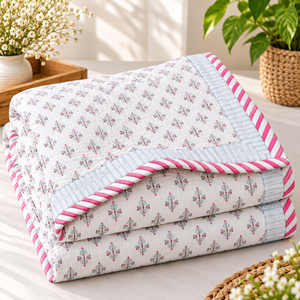 Couette légère en coton Dohar à imprimé floral avec tissu respirant et doux pour un confort optimal à la maison et dans la chambre. - Product Image 3