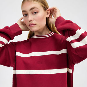 Plain Dyed Women's Oversized Sweatshirt <b>Drop</b> Shoulder 100% Cotton Material Breathable O-Neck Casual Winter Sweatshirt - Product Image 2