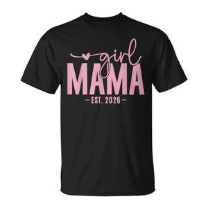 Girl Mama Est. Nouveau T-shirt 2026 pour futures mamans et jeunes mamans, révélation de la grossesse, T-shirt pour future maman - Product Image 1