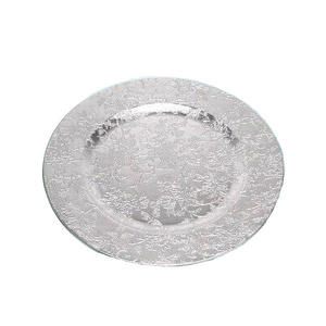 Placa de cargador niquelada para jardín, mesa, servidor de alimentos, Salver plana, estructura Circular, productor dulce, cena, restaurante - Product Image 1