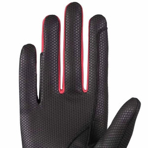 Gants d'équitation en similicuir pour femmes, noir et rouge, avec grip, fermeture auto-agrippante, coupe classique, couleur unie - Product Image 4