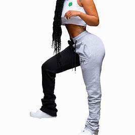 Vente en gros 100% Vêtements de sport personnalisés de haute qualité 2 tons pour femmes Maigre Taille haute Séchage rapide Contraste Couleur Joggers empilés - Product Image 4