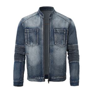 OEM para hombre Vintage Biker chaqueta de mezclilla para los hombres de moda Slim Fit chaqueta con lavado desgastado - Product Image 1