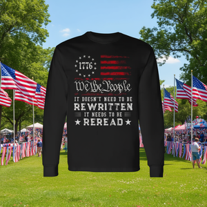 Maglietta a maniche lunghe per il 4 luglio, promozionale, con bandiera della Costituzione degli Stati Uniti, da rileggere - Product Image 3