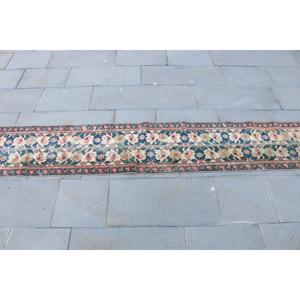 Alfombra Vintage de 1.4x9.2 pies, Alfombra Turca Azul Ombré de Lana - Product Image 4