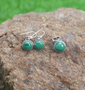 Malachite bijoux en pierres précieuses pour femmes argent Boho Style boucles d'oreilles pendentif ensemble bijoux en argent Sterling 925 tendance fait à la main - Product Image 2