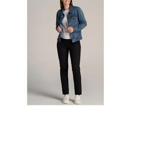Nouvelle arrivée pour femmes en coton tricoté Style de vêtements de travail lâche décontracté revers à manches longues simple boutonnage fente latérale veste en jean de BD - Product Image 2