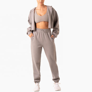 2025 moda personalizada atlética recortada hombro caído deporte de gran tamaño Fit Sudadera con capucha cremallera completa hecha en algodón poliéster - Product Image 6