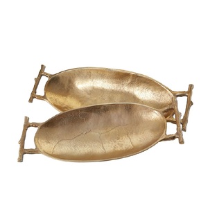 Nouveau plateau de forme carrée en aluminium et cuivre Antique avec poignées rondes uniques pour servir les aliments - Product Image 5