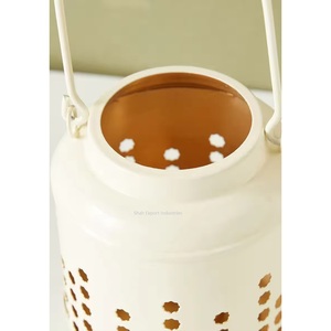 Wholesaler Iron Metal Candle <b>Lantern</b> White Finished Cutout Design for Home Event Party Lighting Decor Hanging <b>Lantern</b> - Product Image 2