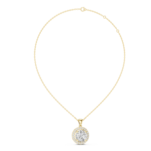 PENDIENTE CLÁSICO HALO de Oro Amarillo de 18 Quilates con Baño de Rodio, Diamante Cultivado en Laboratorio Certificado por IGI, Corte Brillante, Piedra Lateral Minimalista - Product Image 2