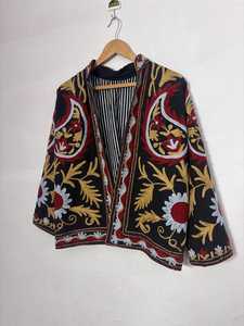 Handmade Suzani <b>Kantha</b> Cotton <b>Jacket</b> Embroidered Bohemian Coat Handmade Coat Floral Embroidered Velvet <b>Jacket</b> - Product Image 2