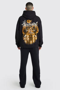 <b>Men's</b> 100% Cotton 500GSM Stacked Sweatpants Puff <b>Print</b> Embroidery Customizable Black Mid-Waist Streetwear <b>Man</b> <b>Trouser</b> Drawstring - Product Image 2