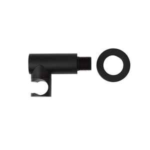 Robinet de sortie d'eau rond noir mat avec support de douche et raccord flexible – Articles de bain et toilettes - Product Image 1