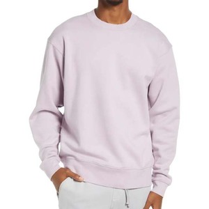 เสื้อสเวตเตอร์คอกลมของผู้ชายแขนยาวสีพื้นสำหรับสตรีทเสื้อผ้าฤดูหนาวสีอ่อน - Product Image 1