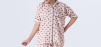 Pijama de noche elegante para mujer suave algodón cómodo y elegante ropa de dormir de dos piezas moda venta al por mayor personalizada