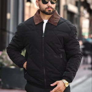 Men's Casual Winter Jacket Waterproof Eco-Friendly Satin Fashion Style <b>Coat</b> with Zipper Pockets Warm Padded Outerwear - Product Image 1