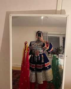 Robe de mariée Afghane Kuchi Vêtements rose et multicolore Robe de mariage Kuchi Robe Afghane tribale pour femmes - Product Image 6