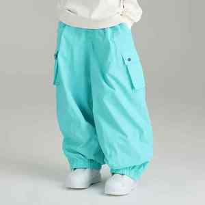 Nouveau hommes femmes Ski Snowboard pantalon taille élastique Baggy lâche haute rue Hip Hop Style décontracté solide Ski et neige vêtements - Product Image 1
