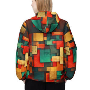 Chaqueta con Bloques de Color Abstractos para Mujer, Estilo Urbano, Diseño de Bloques de Color, Prenda Exterior Ligera para Uso Casual Urbano - Product Image 4
