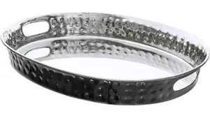 Luxury Handmade Metal <b>Tray</b> with Stylish Handmade Metal <b>Tray</b> for Living Room <b>Tray</b> for Catering and Hotel plated Zahid Export safe - Product Image 2