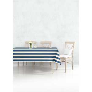 Mantel Rectangular de Rayas Azul Marino 150x230 cm Elegante Revestimiento de Mesa para Comedor y Fiestas - Product Image 1