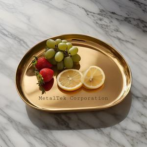 Plateau de service alimentaire doré Forme irrégulière Design moderne Acier inoxydable poli miroir Plateau de fruits de luxe pour la maison mariage restaurant - Product Image 2