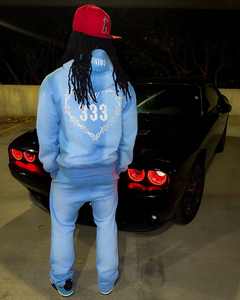 Sweat à capuche avec patch brodé en strass personnalisé OEM et pantalon de survêtement délavé à l'acide ensemble deux pièces pour hommes - Product Image 5