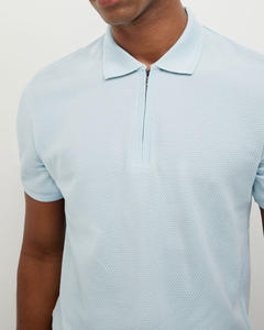 Polo personalizado con cremallera para hombre, 100% algodón, corte entallado, tela suave y transpirable, perfecto para ropa informal y semiformal, logotipo personalizado - Product Image 2