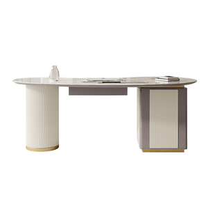Escritorio de Computadora Moderno y Cómodo de Madera con Superficie de Vidrio Cerámico, Mesa de Estudio para el Hogar, Mesa de Escritura Multifuncional con Cajón de Almacenamiento para Oficina - Product Image 5