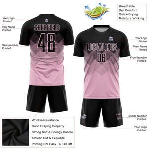 Nouveaux garçons Football uniforme personnalisé rose clair noir Sublimation Football uniforme Jersey Sportswear ommiz industrie - Product Image 3